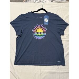 Life is Good Tie Dye Sunset Burst T-Shirt Do What You Love Love What You Do- XXL